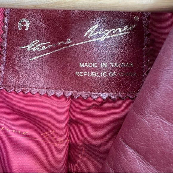 Vintage Leather Trench Coat Eitenne Aigner Burgundy Long Jacket 10 - Picture 3 of 16